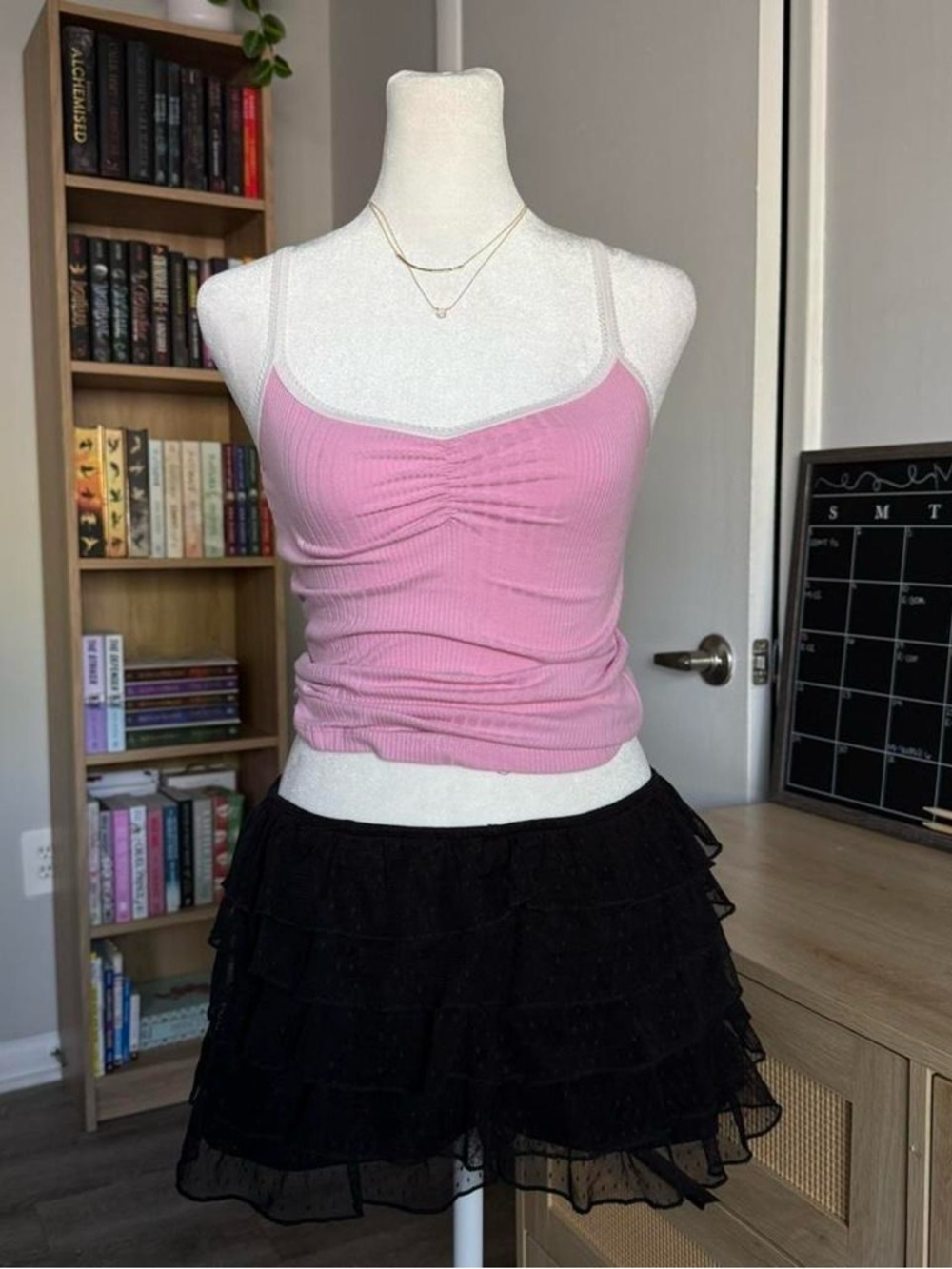 black ruffle shorts